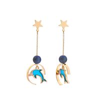 S925 Silver Pin Enamel Dripping Oil Cute Dolphin Earrings Earrings Women Long Earrings sku image 1