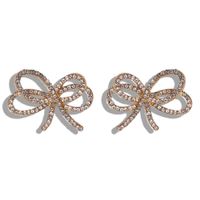Alloy Diamond Bow Earrings sku image 4