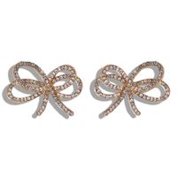 Aretes Para Mujer De Aleación De Diamantes Con Lazo sku image 4