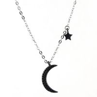 Korean Fashion Ladies Necklace Wholesale Exquisite Fashion Copper-plated Real Gold Star Moon Female Necklace main image 3