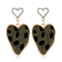 Fashion Metal Simple Leopard Double Peach Heart Exaggerated Earrings sku image 1