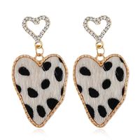 Fashion Metal Simple Leopard Double Peach Heart Exaggerated Earrings sku image 2