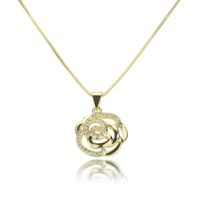 Rose Earring Necklace Set Gold Plated Platinum Plated Flower Zircon Pendant Ear Pins main image 6