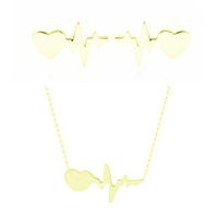 Best Selling Lightning Peach Heart Electrocardiogram Earring Necklace Set Current Earrings main image 3