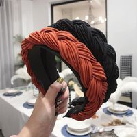 Explosion Style Hair Accessories Solid Color Pleated Fabric Twist Braids Wide-band Hair Hoop main image 3