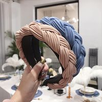 Explosion Style Hair Accessories Solid Color Pleated Fabric Twist Braids Wide-band Hair Hoop main image 4