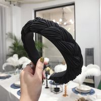 Explosion Style Hair Accessories Solid Color Pleated Fabric Twist Braids Wide-band Hair Hoop main image 5