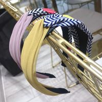 Korean Version Of The Stripe Hit Color Mesh Yarn Hook Cross Thin Edge Hair Hoop Headband Ladies main image 4