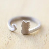 Hot Animal Cat Ring Alloy Electroplated Gold Silver Rose Color Protection Kitten Ring Wholesale main image 1
