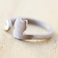 Hot Animal Cat Ring Alloy Electroplated Gold Silver Rose Color Protection Kitten Ring Wholesale main image 6