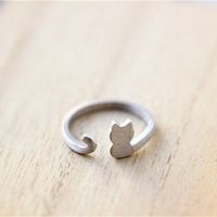 Hot Animal Cat Ring Alloy Electroplated Gold Silver Rose Color Protection Kitten Ring Wholesale main image 5
