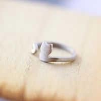 Hot Animal Cat Ring Alloy Electroplated Gold Silver Rose Color Protection Kitten Ring Wholesale main image 4