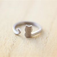 Hot Animal Cat Ring Alloy Electroplated Gold Silver Rose Color Protection Kitten Ring Wholesale main image 3