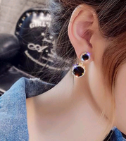 Korean Fashion Metal Simple And Sweet Simple Round Pendant Diamond Earrings main image 1