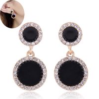 Korean Fashion Metal Simple And Sweet Simple Round Pendant Diamond Earrings main image 4