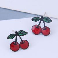 925 Silver Needle Delicate Korean Fashion Sweet Ol Cherry Personality Earrings main image 1
