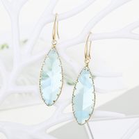 Simple Geometric Long Water Drop Crystal Earrings Three-dimensional Cut Bread Edge Glass Earrings main image 4