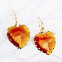 Love Crystal Earrings Temperament Multi-faceted Heart-shaped Beaded Glass Earrings main image 3