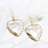 Love Crystal Earrings Temperament Multi-faceted Heart-shaped Beaded Glass Earrings main image 4