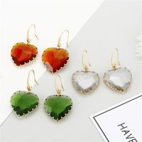 Love Crystal Earrings Temperament Multi-faceted Heart-shaped Beaded Glass Earrings main image 6