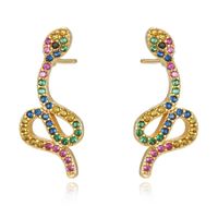 Vintage Fashion Glamour Mini Colored Zircon Snake Ear Studs main image 2