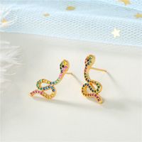 Vintage Fashion Glamour Mini Colored Zircon Snake Ear Studs main image 3
