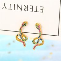Vintage Fashion Glamour Mini Colored Zircon Snake Ear Studs main image 5