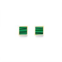 Dark Green Acrylic Striped Earrings Titanium Steel Plated 18k Real Gold Rose Gold Ear Jewelry Women Are Not Allergic main image 6