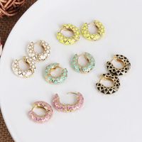 Simple Personality Metal C-shaped Earrings Women Color Stitching Earrings main image 1