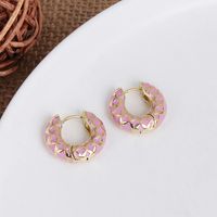 Simple Personality Metal C-shaped Earrings Women Color Stitching Earrings main image 5