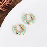 Simple Personality Metal C-shaped Earrings Women Color Stitching Earrings main image 4