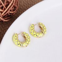 Simple Personality Metal C-shaped Earrings Women Color Stitching Earrings main image 3