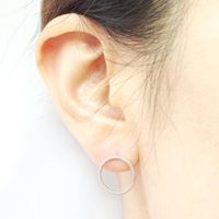 Hot Fashion Simple Circle Ring Earrings Alloy Plated Round Small Ear Pin main image 4
