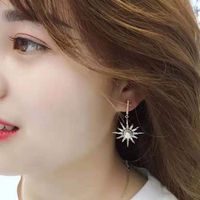 S925 Silver Korean Fashion Eight-bell Star Earrings Micro-set Zircon Luxury Pearl Sun Flower Earrings main image 5