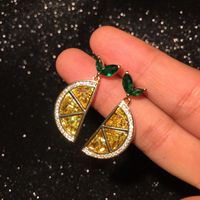 S925 Silver Korean Fashion Orange Earrings Lemon Slice Semicircle Earrings main image 2