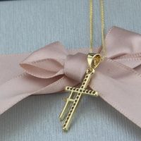 Hot Sale Double Cross Pendant Fashion New Copper Plated White Zircon Religious Necklace main image 3