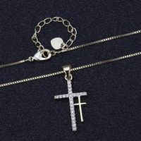 Hot Sale Double Cross Pendant Fashion New Copper Plated White Zircon Religious Necklace main image 5