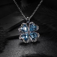 New Crystal Pendant Clover Necklace Fashion Sweater Chain main image 4