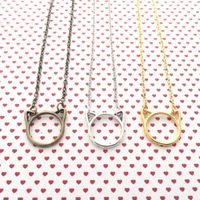 Best Selling Simple Hollow Cat Pendant Necklace Plating Gold Silver Copper Chain Kitten Necklace Clavicle Chain Wholesale main image 4