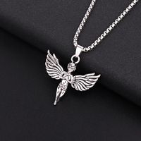Rock Personality Angel Cupid Wings Pendant Silver Pendant Necklace Men And Women main image 1