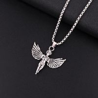 Rock Personality Angel Cupid Wings Pendant Silver Pendant Necklace Men And Women main image 4