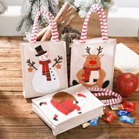 New Christmas Decoration Supplies Burlap Three-dimensional Embroidery Tote Bag Children Gift Bag Candy Bag Storage Bag main image 5