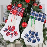 New Christmas Decorations Plaid Claw Christmas Socks Dog Paw Socks Cat Paw Socks Gift Socks main image 1