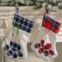 New Christmas Decorations Plaid Claw Christmas Socks Dog Paw Socks Cat Paw Socks Gift Socks main image 4