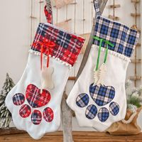 New Christmas Decorations Plaid Claw Christmas Socks Dog Paw Socks Cat Paw Socks Gift Socks main image 5