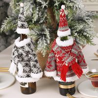 Christmas Decoration Suit Knitted Scarf Hooded Clothes Wine Bottle Set Creative Party Fabric main image 4