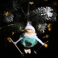 Haube Weihnachts Dekoration Neuer Plüsch Puppen Anhänger Ski Schneemann Kleiner Hängender Weihnachts Baum Anhänger main image 5