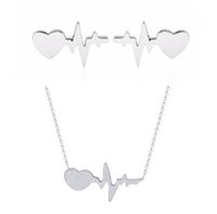 Best Selling Lightning Peach Heart Electrocardiogram Earring Necklace Set Current Earrings sku image 2