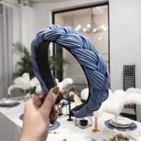 Explosion Style Hair Accessories Solid Color Pleated Fabric Twist Braids Wide-band Hair Hoop sku image 1