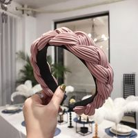 Explosion Style Hair Accessories Solid Color Pleated Fabric Twist Braids Wide-band Hair Hoop sku image 4